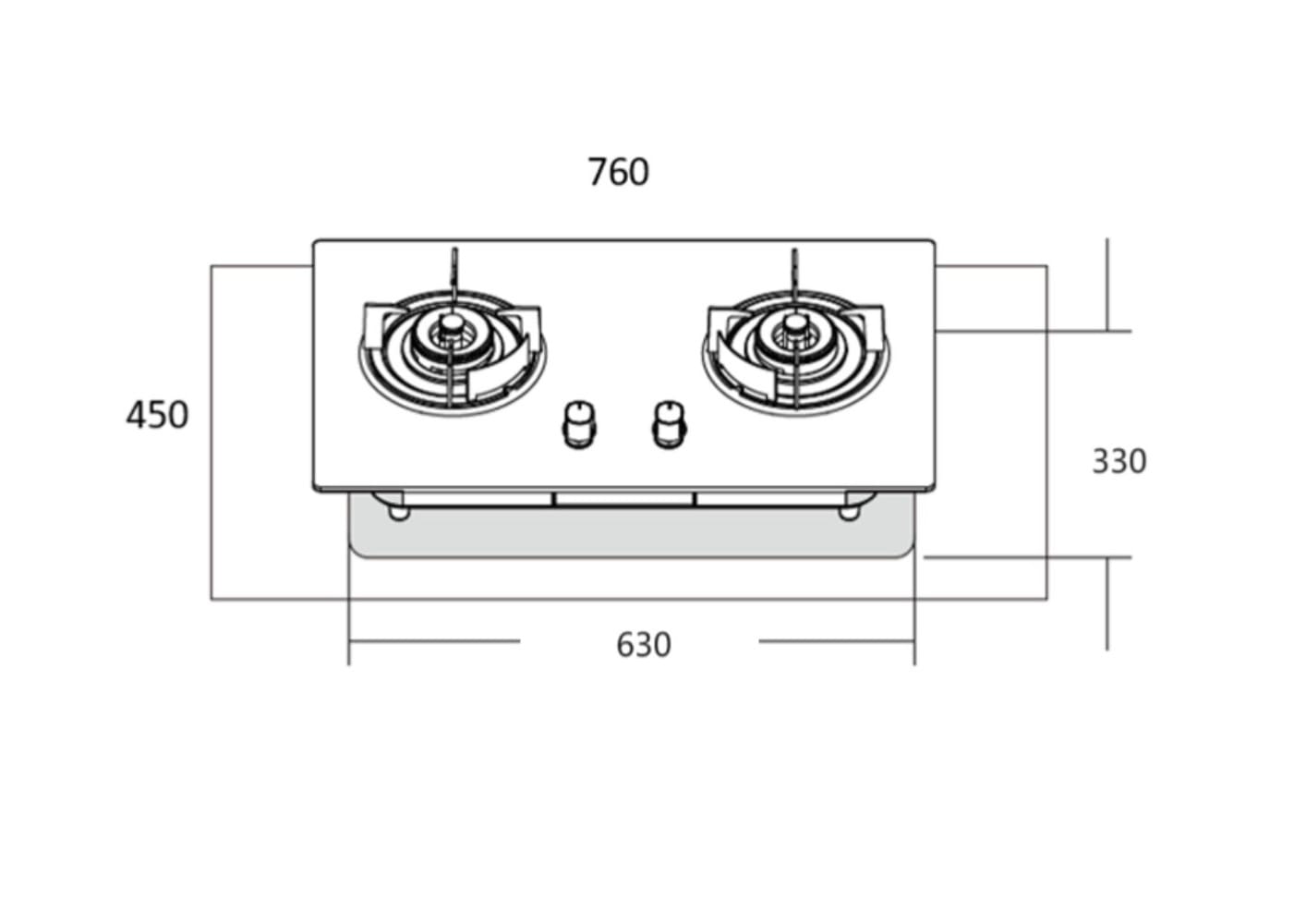LIVINOX GAS HOB LGH-438G 2B-SL 2BURNER 5.5KW 75CM GREY SINTERED STONE