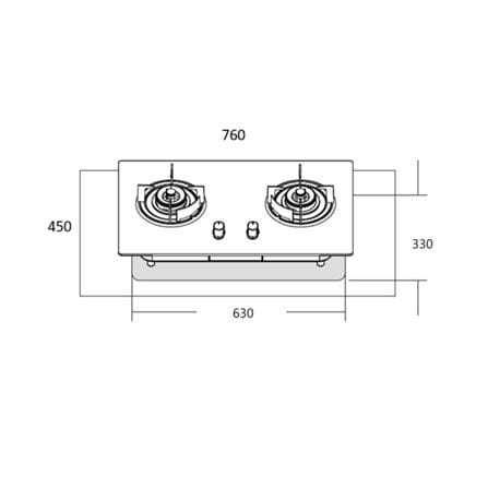 LIVINOX GAS HOB LGH-438G 2B-SL 2BURNER 5.5KW 75CM GREY SINTERED STONE