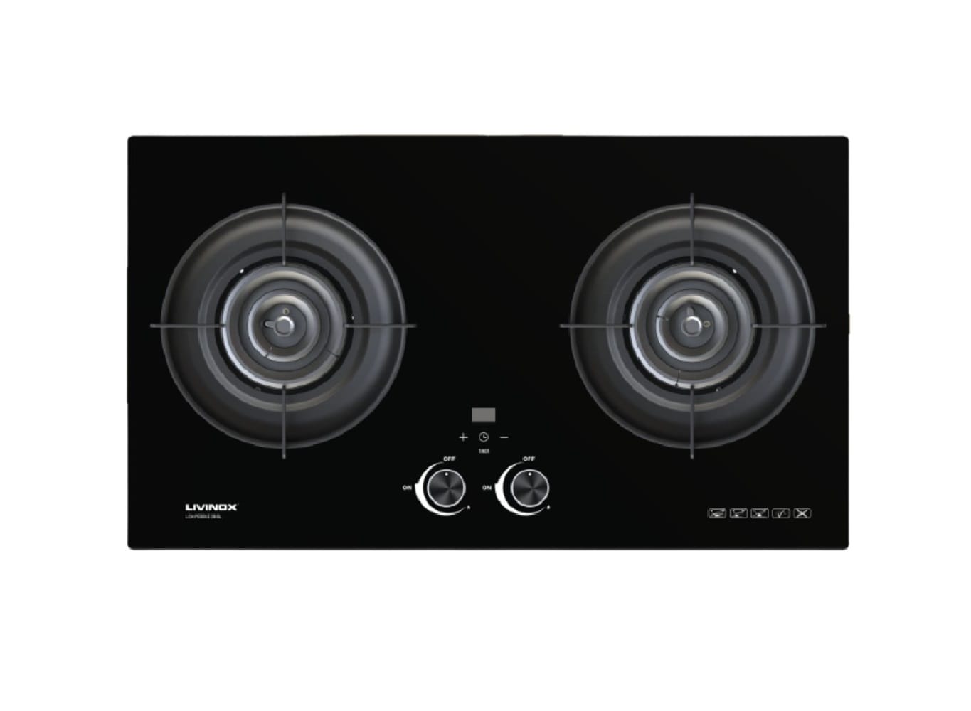 LIVINOX FLEXIBLE GAS HOB LGH-PEBBLE 2B-BL 2BURNER 6.5KW 78CM