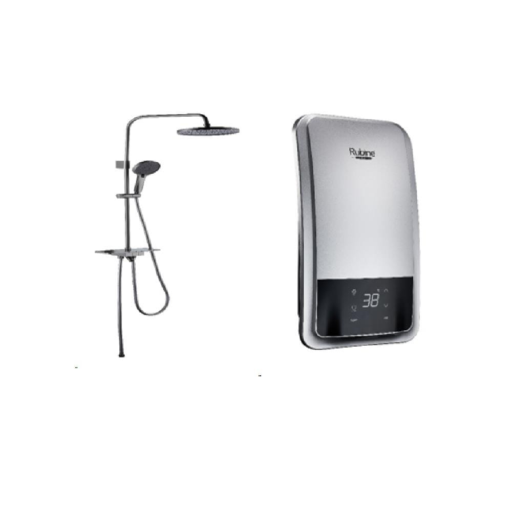 RUBINE SHOWER HEATER DC PUMP WITH RAIN SHOWER RWH-IAD931D-RTMS METALLIC SILVER