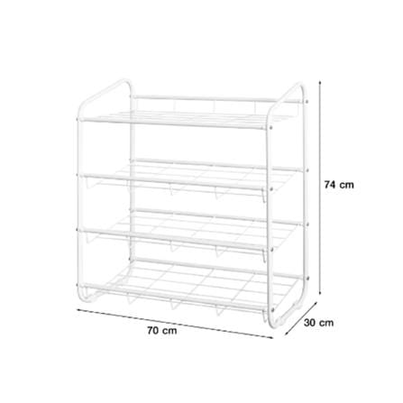 4 TIER SHOE RACK RACKII 66.8X30X74CM WHITE