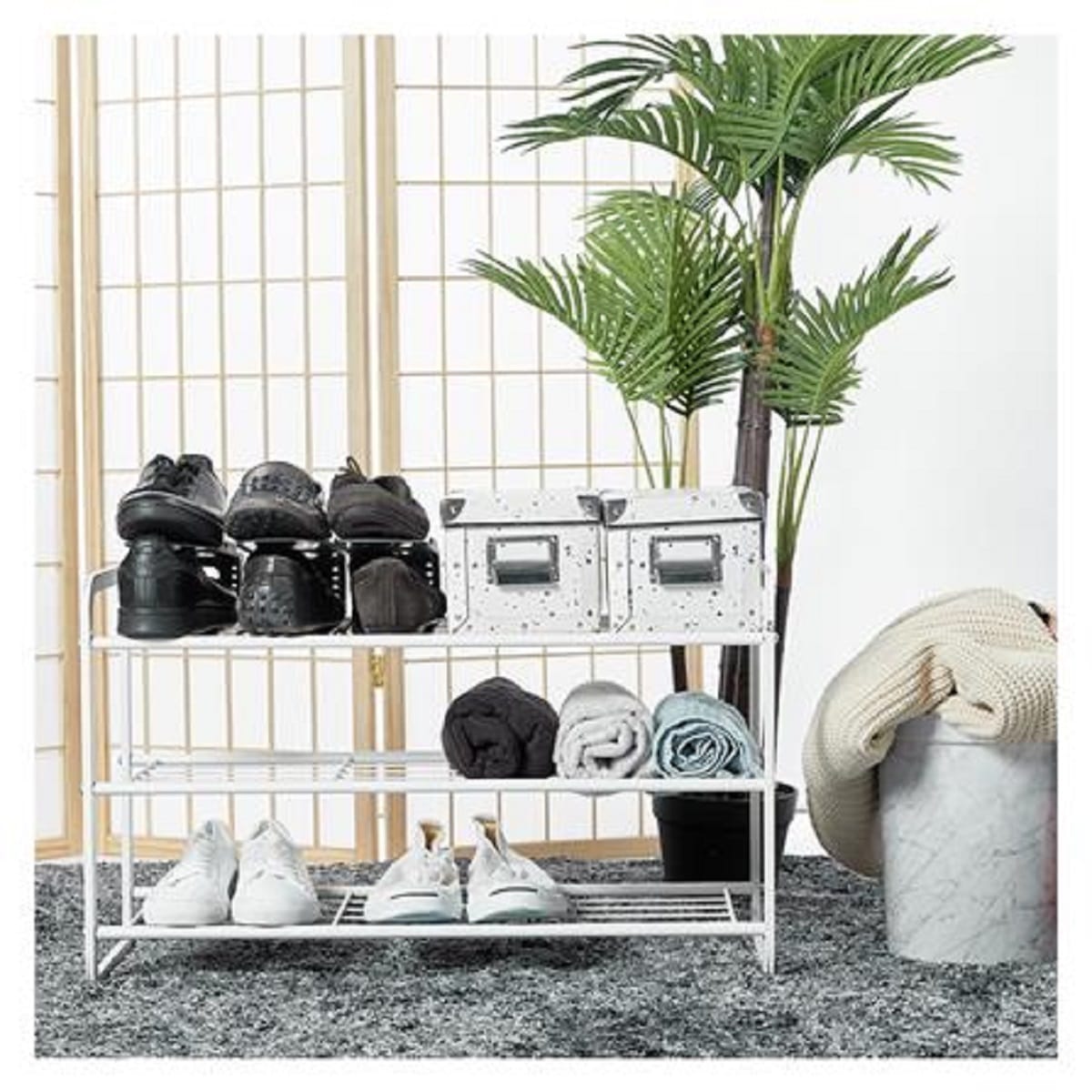 3 TIER SHOE RACK RACKII 66.8X30X55CM WHITE