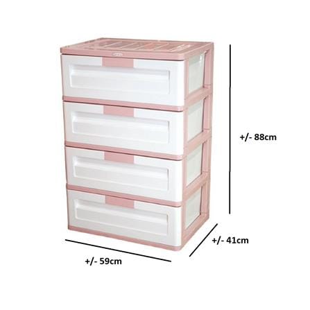 DRAWER 4-TIER MAX 59X41X88CM PINK PASTEL