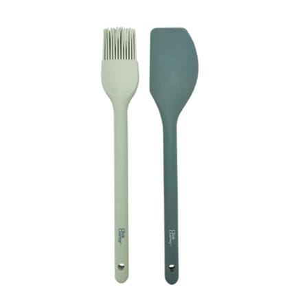 2PCS SET SILICONE SPATULA + SILICONE BRUSH COOK CHARMY BLUE & WHITE