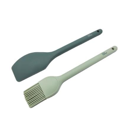 2PCS SET SILICONE SPATULA + SILICONE BRUSH COOK CHARMY BLUE & WHITE