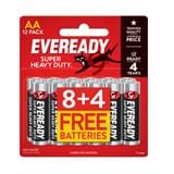EVEREADY SUPER HEAVY DUTY AA BATTERY 8+4 1215BP8+4M