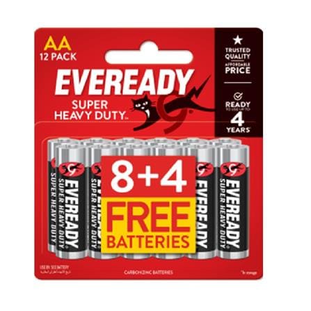 EVEREADY SUPER HEAVY DUTY AA BATTERY 8+4 1215BP8+4M