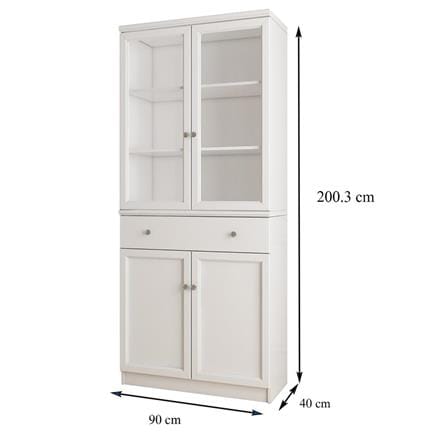 DISPLAY CABINET WITH GLASS DOORS FURDINI HELENA 90CM WHITE [EXCLUSIVE FROM HOMEPRO THAILAND]