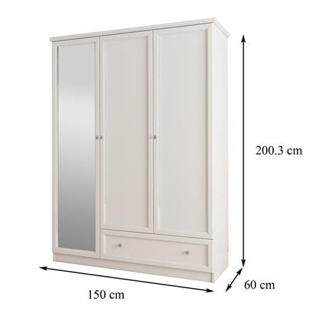 WARDROBE WITH 3 DOORS FURDINI HELENA 150CM WHITE