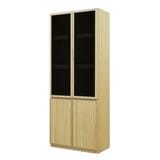 HIGH CABINET BURO REVOLUTION HC75 75CM NATURAL ASH/BLACK GLASS [EXCLUSIVE FROM HOMEPRO THAILAND]