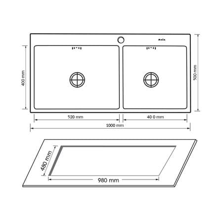 BUILT-IN SINK 2B AXIA TRITON 5240 SILVER [EXCLUSIVE FROM HOMEPRO THAILAND]