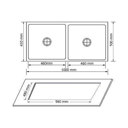 BUILT-IN SINK AXIA TRITON 4646 2B SILVER [EXCLUSIVE FROM HOMEPRO THAILAND]