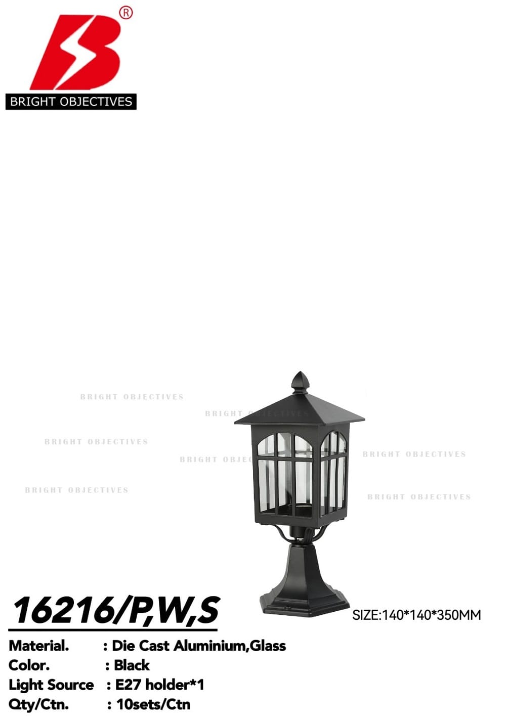 BO GATE LAMP 16216/S 350MM E27 BLACK