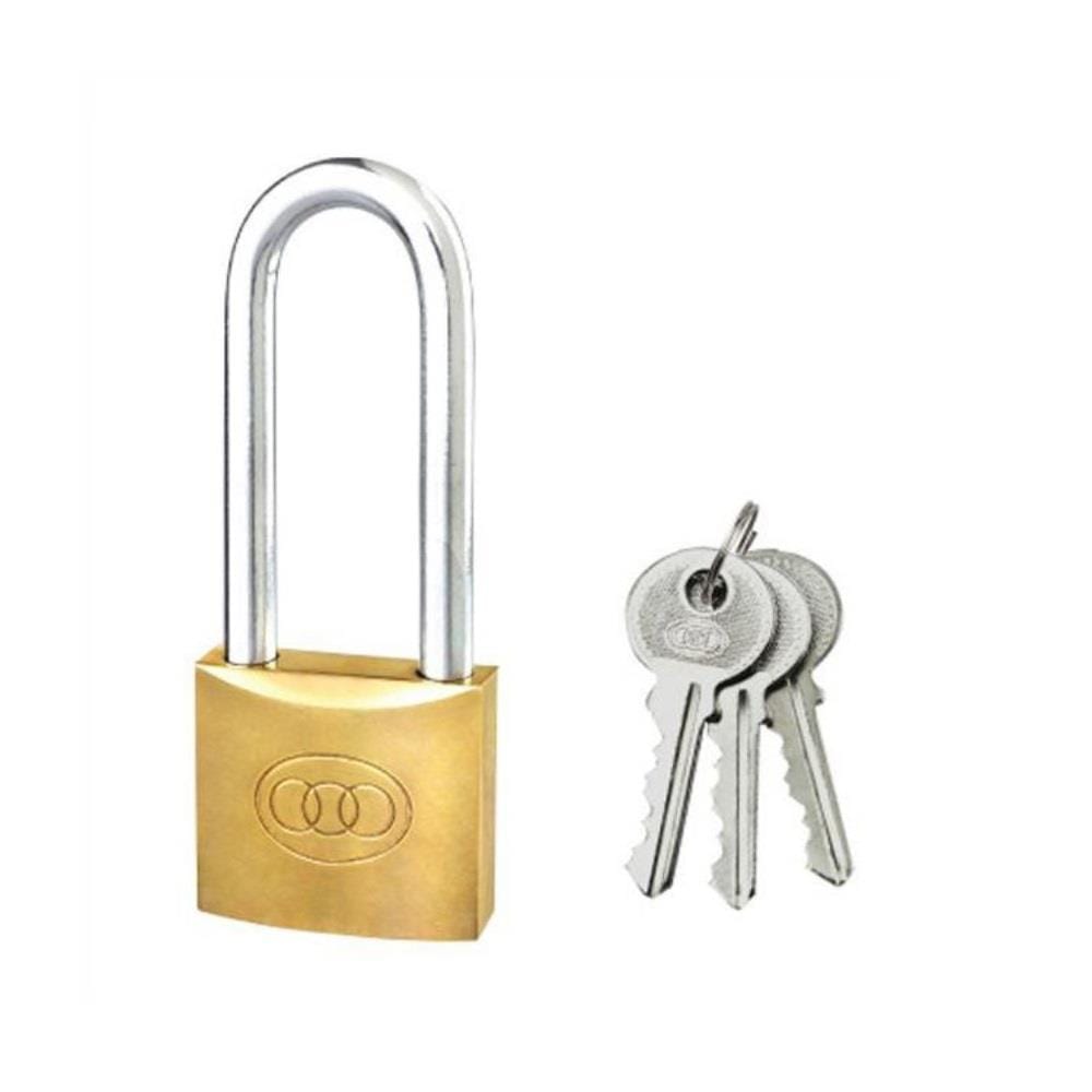 TRI-CIRCLE LONG SHACKLE BRASS PADLOCK 25MM