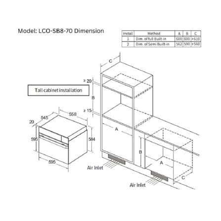 LIVINOX BUILT-IN COMBI OVEN LCO-SB8-70 70LITER 10FUNCTIONS 4-IN-1 MULTI-FUNCTION
