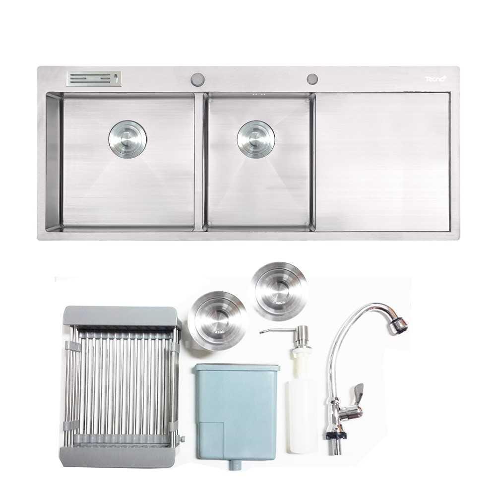 BUILT-IN SINK TECNOPLUS 2130UD 2B1D STAINLESS STEEL [EXCLUSIVE FROM HOMEPRO THAILAND]