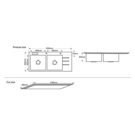 Built-In Sink Square 2B1D TECNOPLUS 2110 U.03 SS [EXCLUSIVE FROM HOMEPRO THAILAND]