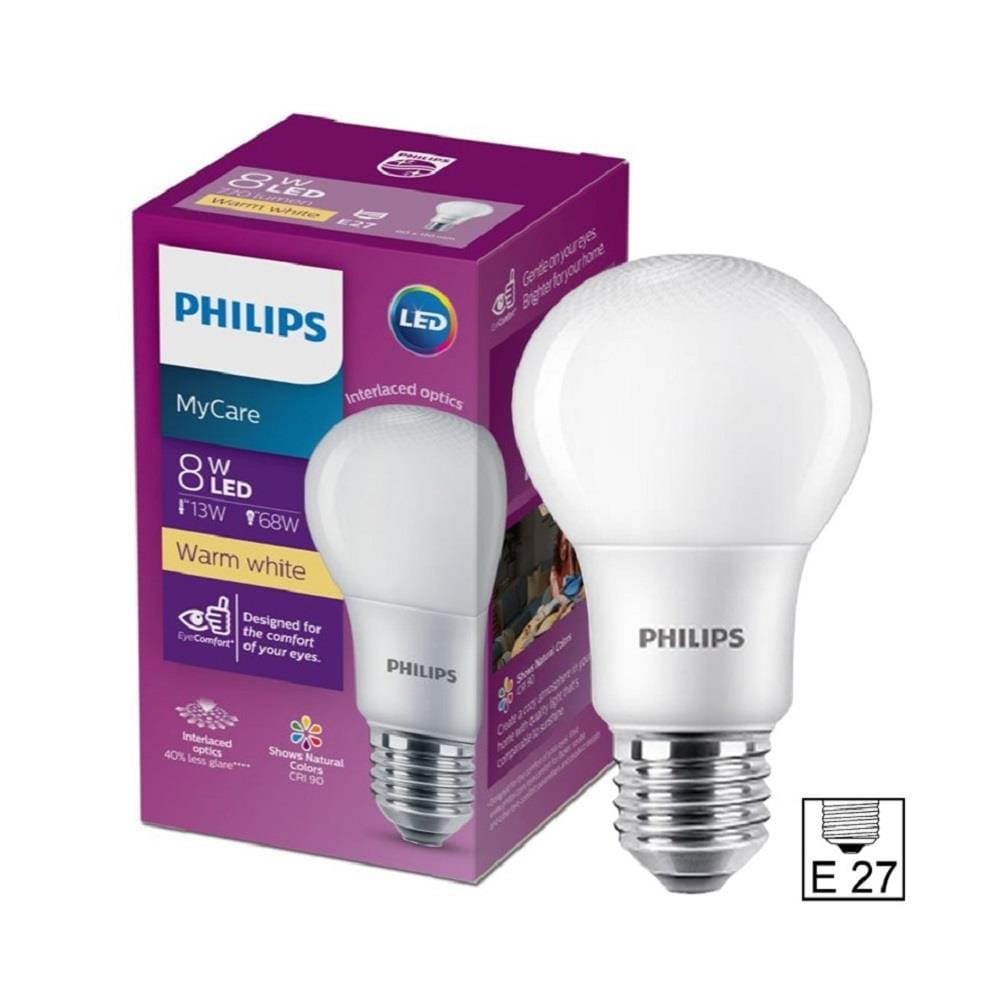 PHILIPS MYCARE LED BULB E27 3000K WARM WHITE 8W
