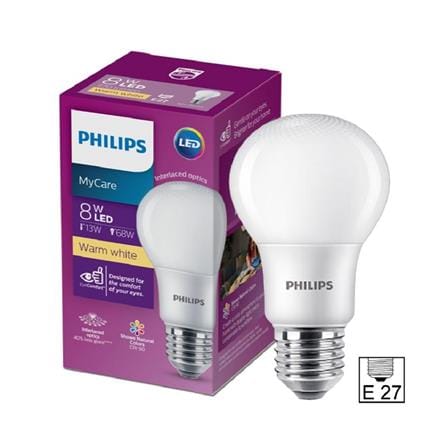 PHILIPS MYCARE LED BULB E27 3000K WARM WHITE 8W