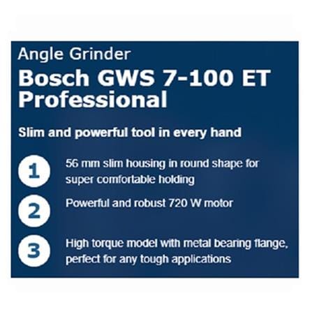 BOSCH PROFFESIONAL 4INCH 720W ANGLE GRINDER GWS7-100ET