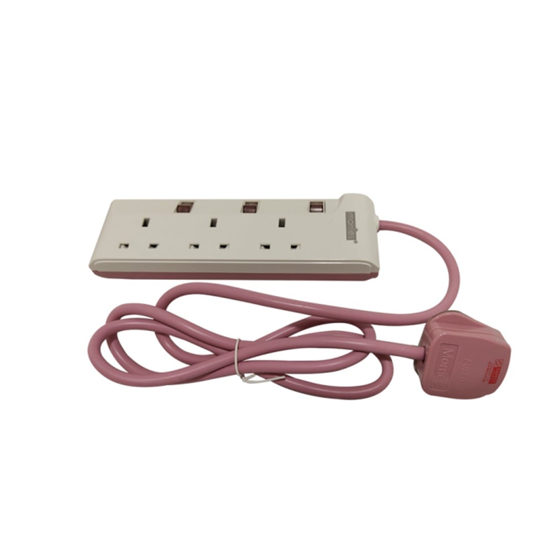 MORRIES EXTENSION SOCKET 3GANG 1.5M WITH NEON PINK MS3233-1.5