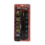 MORRIES EXTENSION SOCKET 5GANG 1.5M WITH NEON & 2-USB BLACK MS3355USB