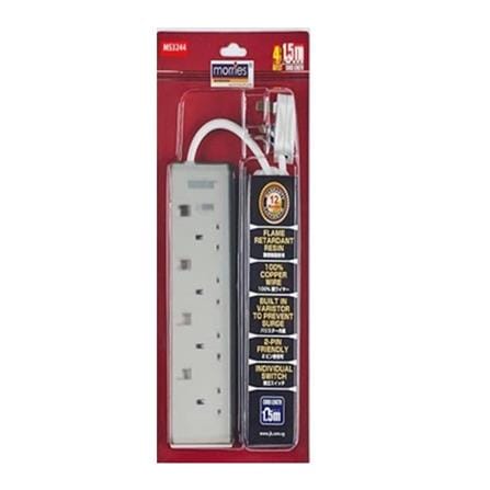 MORRIES EXTENSION SOCKET 4GANG 1.5M WITH NEON WHITE MS3244-1.5