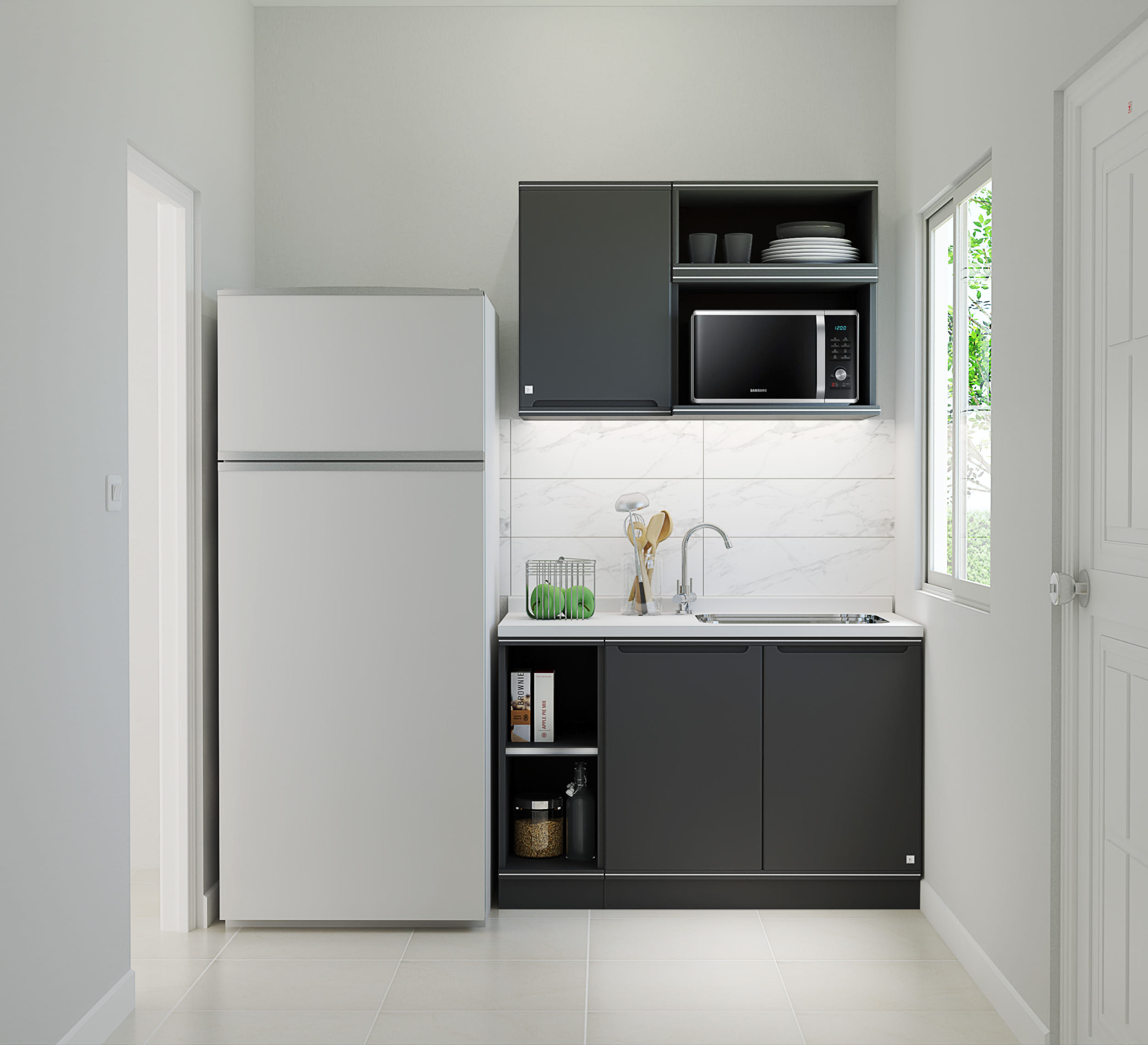 KING ROCKA PLATINUM DOUBLE COUNTER CABINET 90WX58DX83H GREY