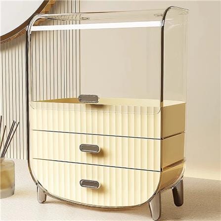 3TIER COSMETIC STORAGE BOX CROSSY+ BEIGE 28.5X19X36CM