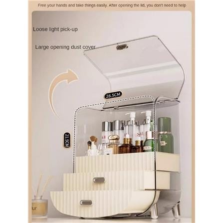 3TIER COSMETIC STORAGE BOX CROSSY+ BEIGE 28.5X19X36CM