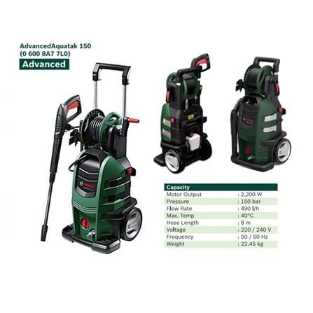 BOSCH HIGH PRESSURE WASHER ADVANCED AQUATAK-150 (INDUCTION MOTOR) 150BAR/2200W