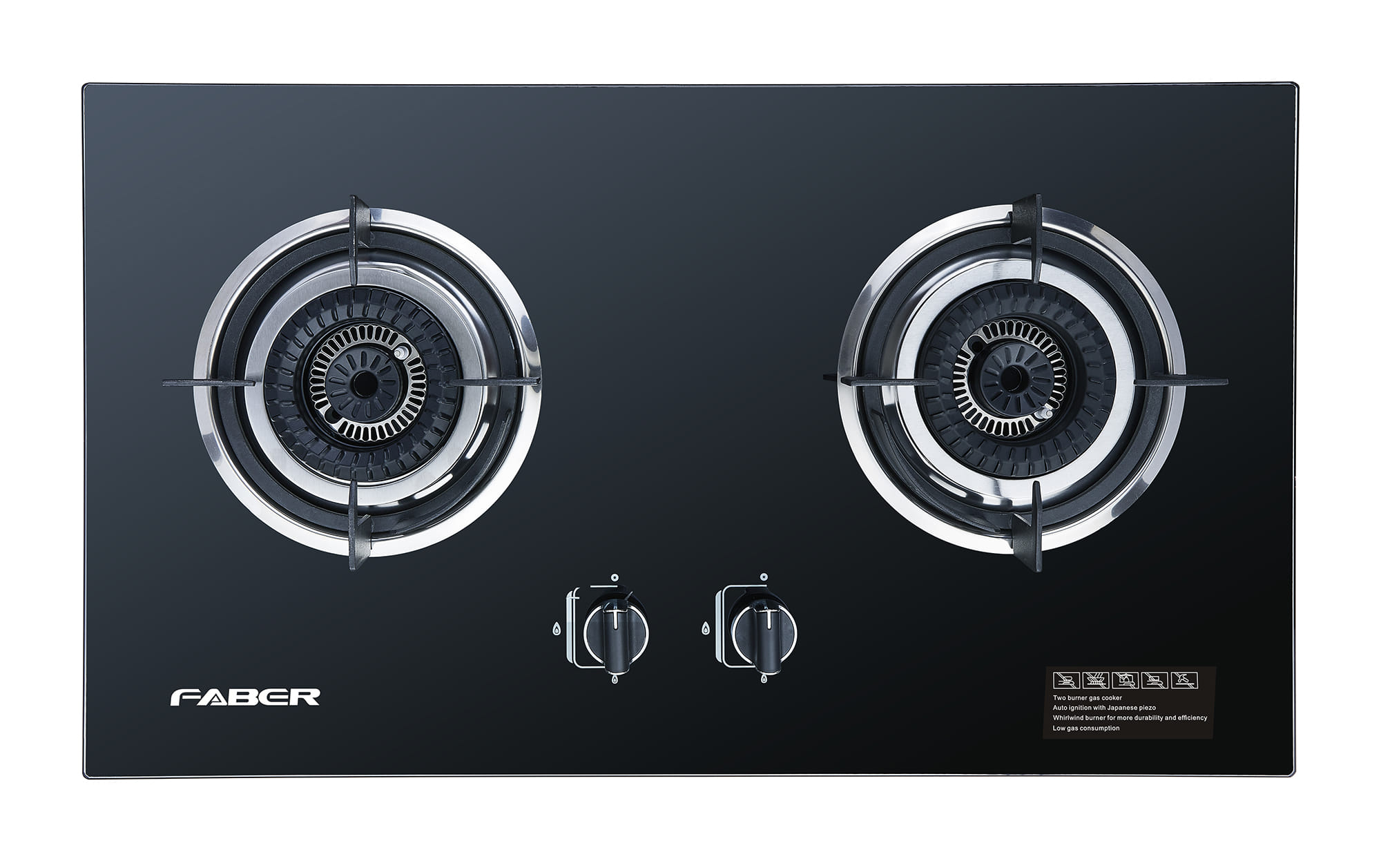 FABER GAS HOB LAVIN 2B 76BK 2 BURNERS 3.6KW 75CM