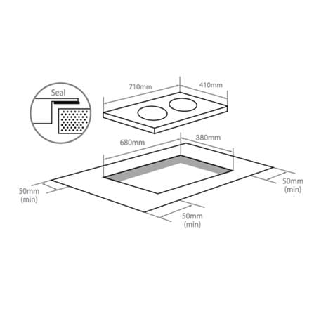 ELBA CERAMIC HOB ECH-Q7032ST(BK) 2BURNER 71CM