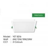 YETPLUS RECESSED DOWNLIGHT LED 5016 12W 3COLOR SQUARE 5"