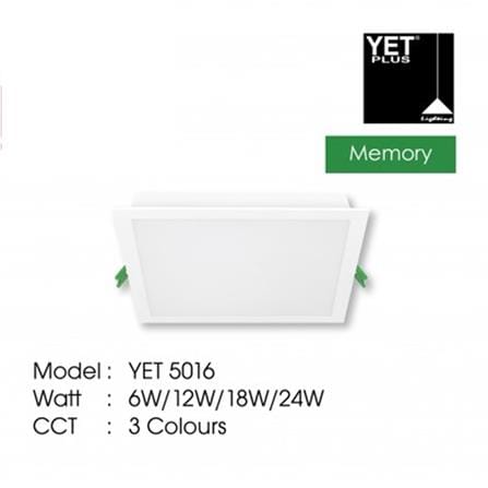 YETPLUS RECESSED DOWNLIGHT LED 5016 12W 3COLOR SQUARE 5"