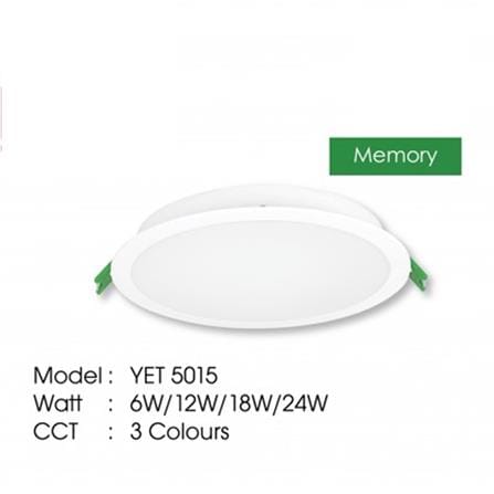 YETPLUS RECESSED DOWNLIGHT LED 5015 18W 3COLOR ROUND 6"