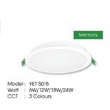 YETPLUS RECESSED DOWNLIGHT LED 5015 12W 3COLOR ROUND 5"