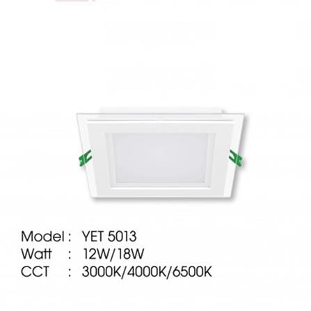 YETPLUS RECESSED DOWNLIGHT LED 5013 18W GLASS DAYLIGHT (6500K) SQUARE 6"
