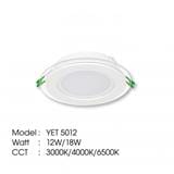 YETPLUS RECESSED DOWNLIGHT LED 5012 18W GLASS DAYLIGHT (6500K) ROUND 6"