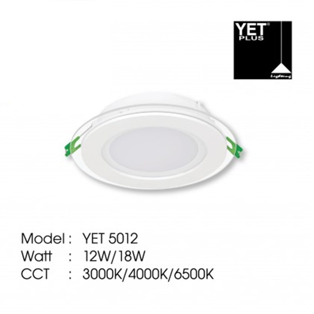 YETPLUS RECESSED DOWNLIGHT LED 5012 18W GLASS DAYLIGHT (6500K) ROUND 6"