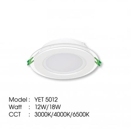 YETPLUS RECESSED DOWNLIGHT LED 5012 18W GLASS DAYLIGHT (6500K) ROUND 6"