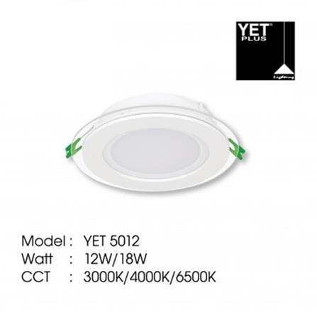 YETPLUS RECESSED DOWNLIGHT LED 5012 18W GLASS DAYLIGHT (6500K) ROUND 6"