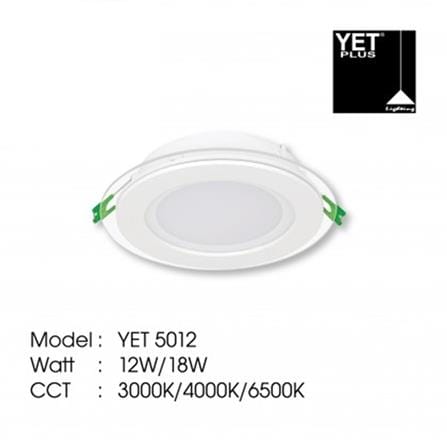 YETPLUS RECESSED DOWNLIGHT LED 5012 18W GLASS DAYLIGHT (6500K) ROUND 6"
