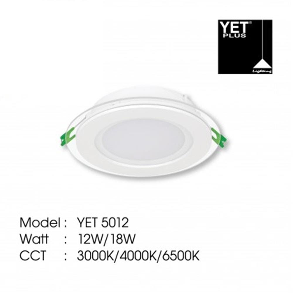 YETPLUS RECESSED DOWNLIGHT LED 5012 12W GLASS DAYLIGHT (6500K) ROUND 5"