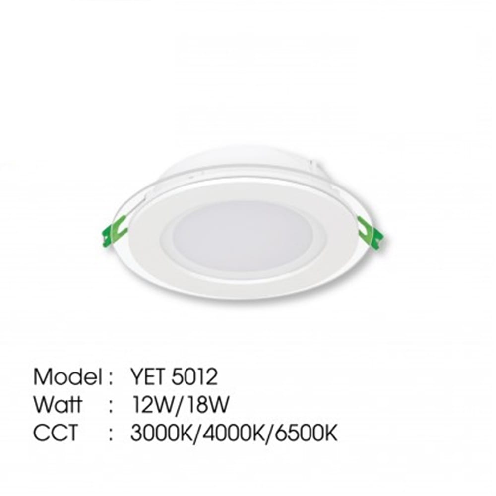 YETPLUS RECESSED DOWNLIGHT LED 5012 12W GLASS DAYLIGHT (6500K) ROUND 5"