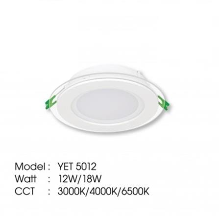 YETPLUS RECESSED DOWNLIGHT LED 5012 12W GLASS DAYLIGHT (6500K) ROUND 5"