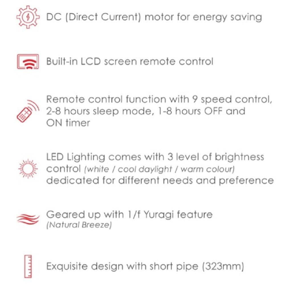 KDK CEILING FAN K15UW-QEY ELEGANT GREY 5B 60"
