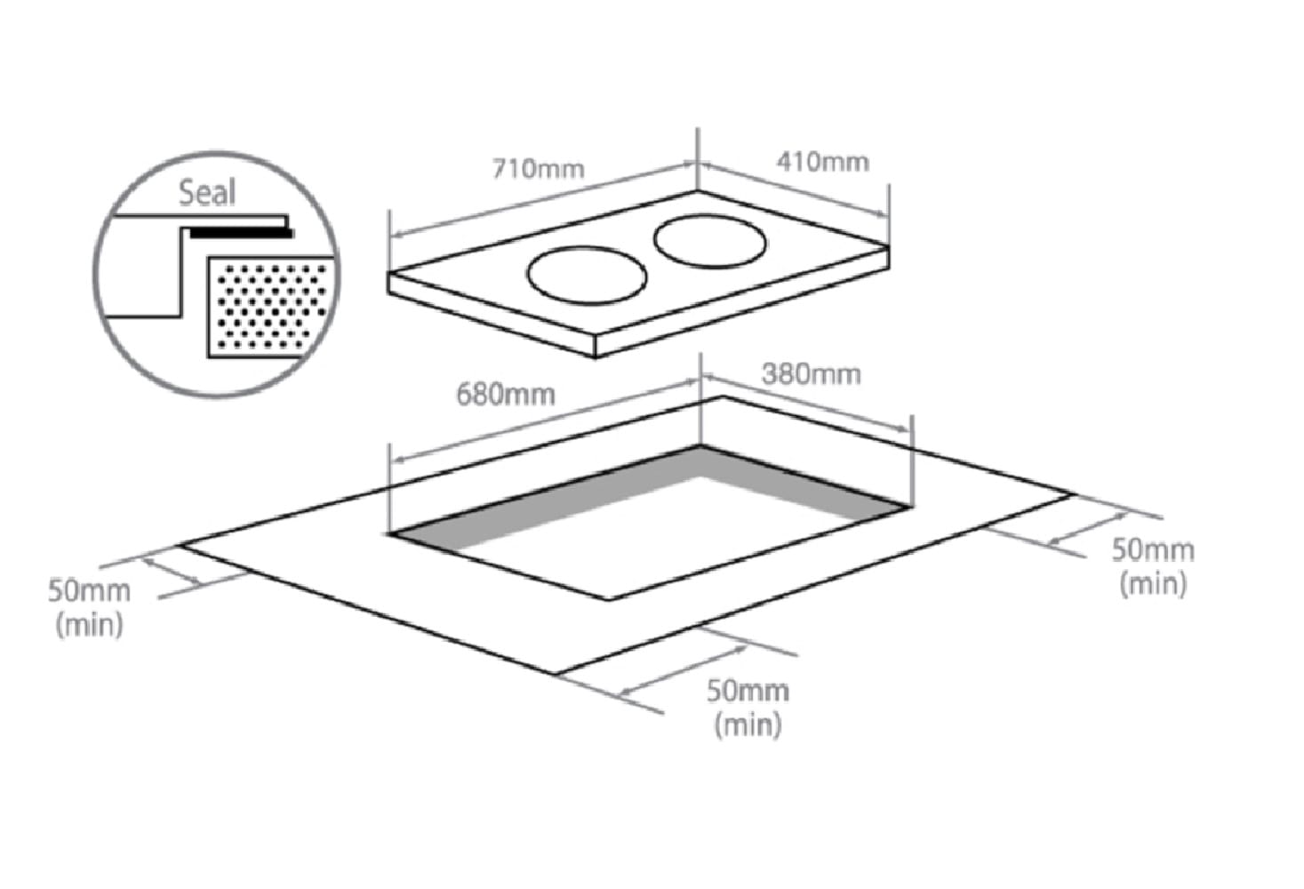ELBA INDUCTION HOB EIC-Q7092ST(BK) 2BURNER 71CM VULKERA GLASS