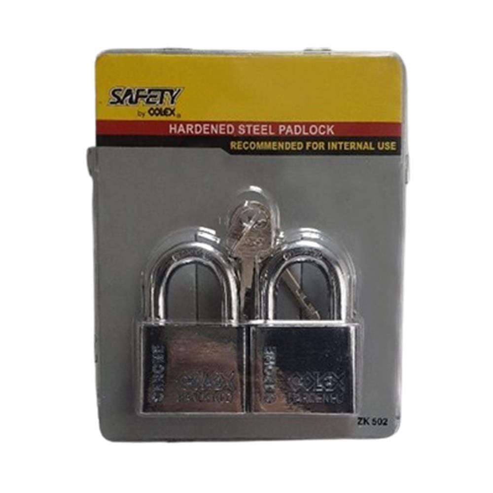 COLEX HARDENED STEEL PADLOCK ZK502 50MM 2 EACH