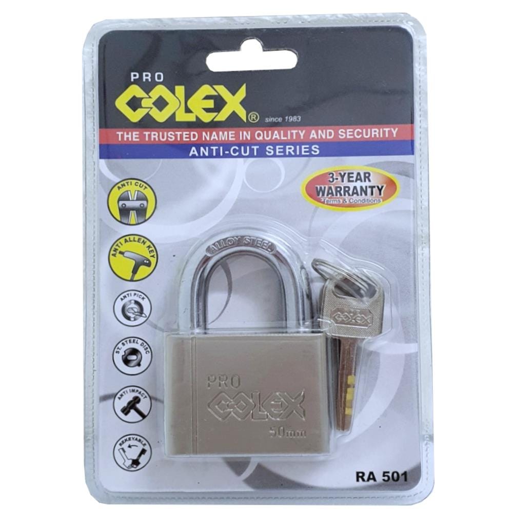 COLEX PRO ANTI-CUT SINGLE PADLOCK RA501 50MM